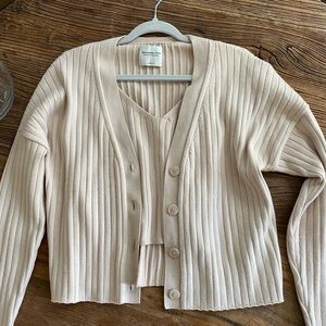 LuxeLoft Ribbed Tank and Cardigan Set